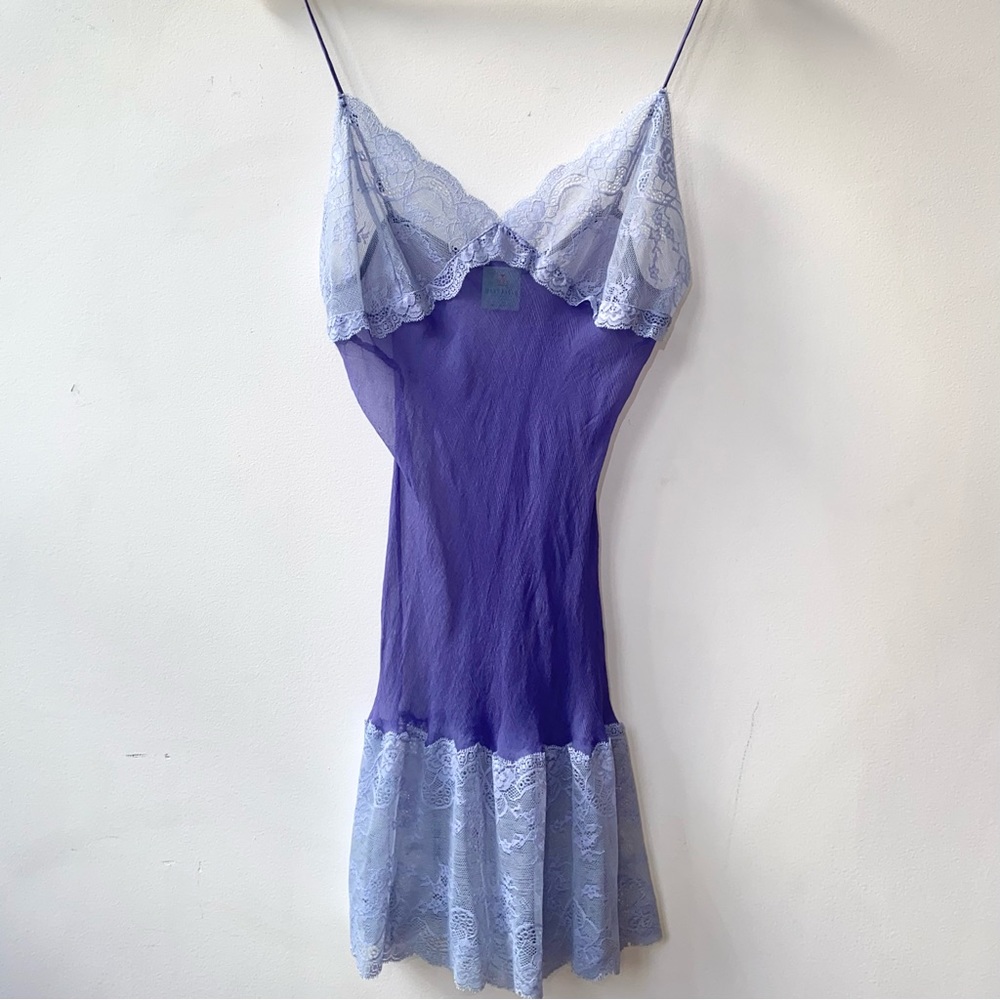 Purple 100% silk and lace Mary Green slip dress size M